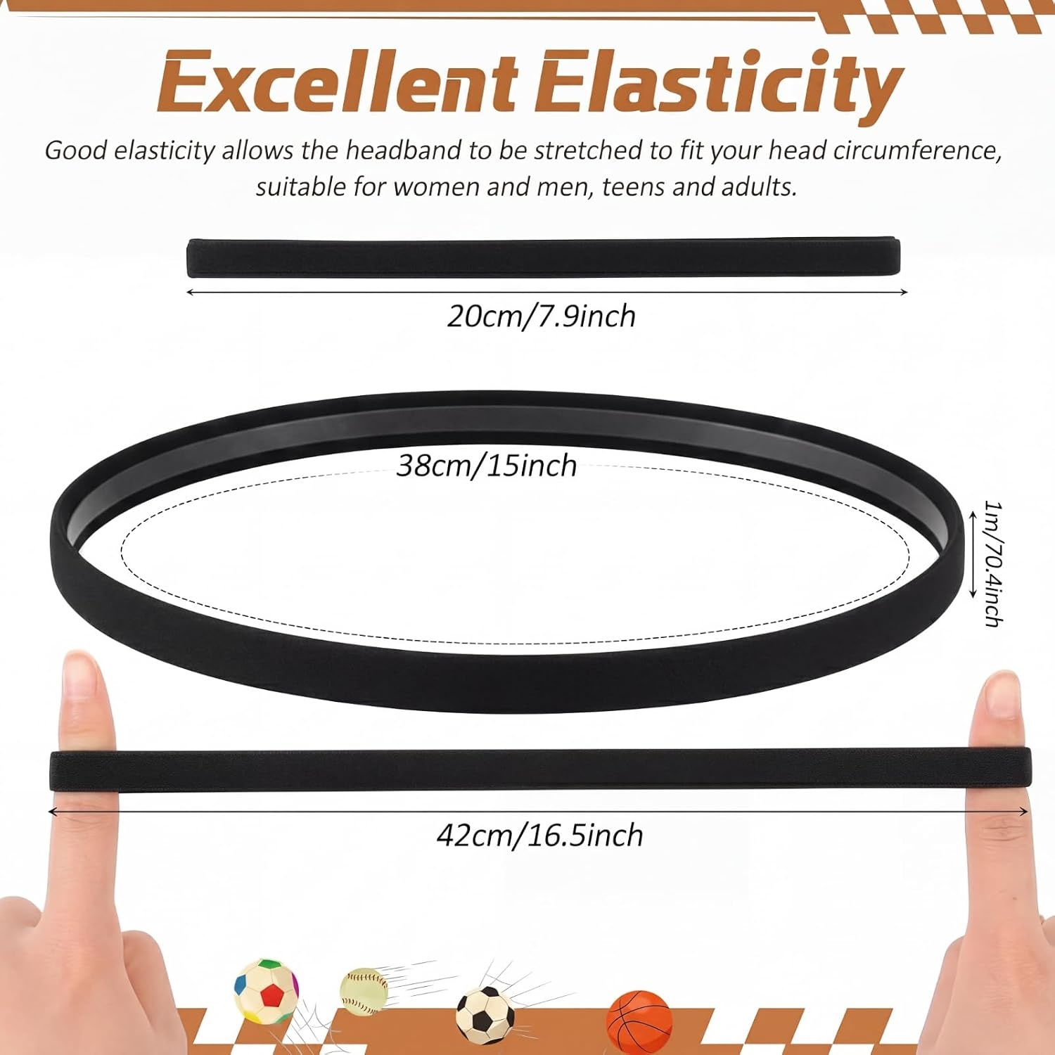 image:image9 Pieces Thick NonSlip Elastic Sport Headbands Elastic Silicone Grip Exercise Hair and Sweatbands for Yoga Assorted ColorsBlack  White