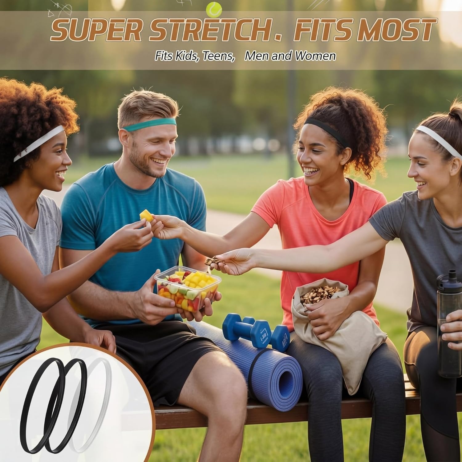 image:image9 Pieces Thick NonSlip Elastic Sport Headbands Elastic Silicone Grip Exercise Hair and Sweatbands for Yoga Assorted ColorsBlack  White