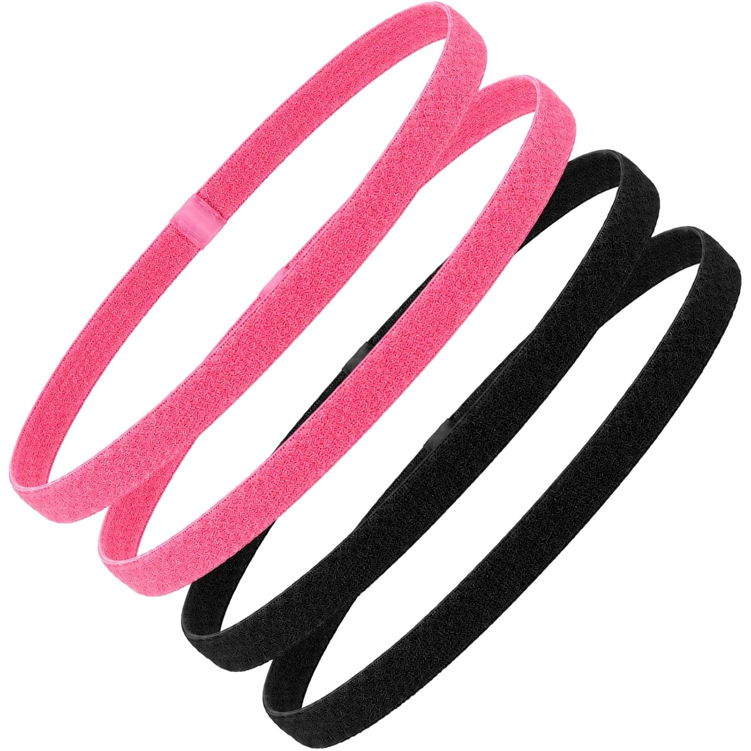 image:image9 Pieces Thick NonSlip Elastic Sport Headbands Elastic Silicone Grip Exercise Hair and Sweatbands for Yoga Assorted ColorsBlack Pink