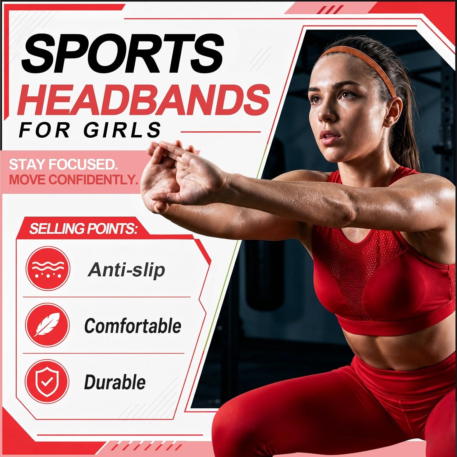 image:image9 Pieces Thick NonSlip Elastic Sport Headbands Elastic Silicone Grip Exercise Hair and Sweatbands for Yoga Assorted ColorsBrown Tones