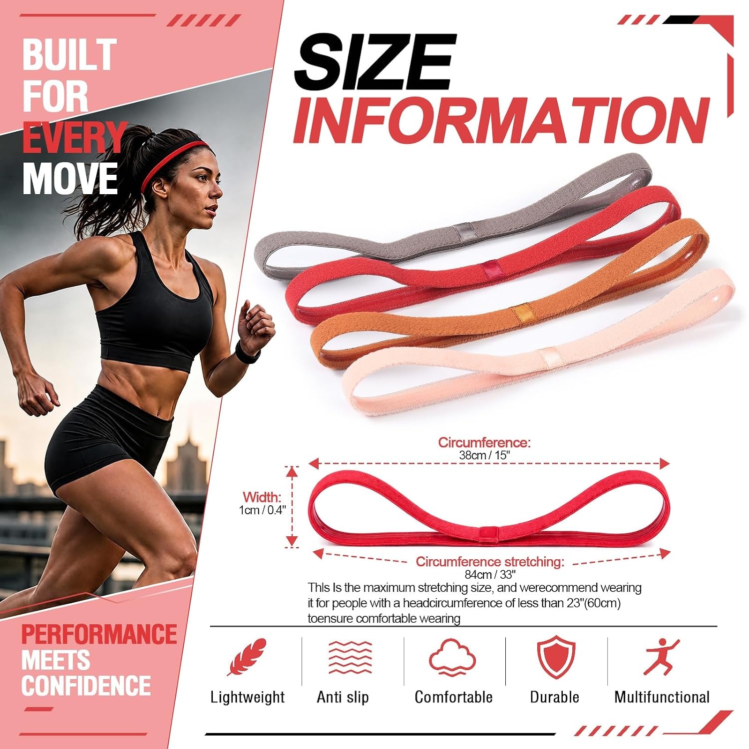 image:image9 Pieces Thick NonSlip Elastic Sport Headbands Elastic Silicone Grip Exercise Hair and Sweatbands for Yoga Assorted ColorsBrown Tones