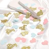image:image240 Pieces Gender Reveal Confetti Baby Shower Heart Glitter Baby Clothes Confetti Party Table Decoration for Gender Reveal Party Table Wedding DecorPink Blue GoldPink  Blue  Gold