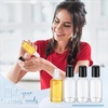 image:imageSumind 24 Sets Clear 30ml Roller Glass Bottle Essential Oil with Stainless Steel Refillable Sample Container Brown Empty Roller Bottle Applicator with Funnel Sticker for TravelClear