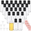 image:imageSumind 24 Sets Clear 30ml Roller Glass Bottle Essential Oil with Stainless Steel Refillable Sample Container Brown Empty Roller Bottle Applicator with Funnel Sticker for TravelClear
