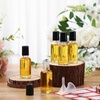 image:imageSumind 24 Sets Clear 30ml Roller Glass Bottle Essential Oil with Stainless Steel Refillable Sample Container Brown Empty Roller Bottle Applicator with Funnel Sticker for TravelClear
