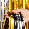image:imageSumind 3 Pack New Year Party Decoration Foil Fringe Curtains Black and Gold 328 x 82 ft Metallic Shimmer Curtain Photo Props Backdrop for Birthday Happy Holiday Party Decor Supplies