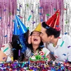 image:imageSumind 4 Pack Foil Curtains Metallic Fringe Curtains Shimmer Curtain for Birthday Wedding Party Christmas Decorations Silver and Pink