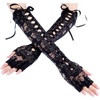image:imageSumind Black Long Fingerless Gloves Satin Lace up Gloves Arm Warmer for Wedding Engagement Party Supplies 1 Pair Style 2