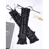 image:imageSumind Black Long Fingerless Gloves Satin Lace up Gloves Arm Warmer for Wedding Engagement Party Supplies 1 Pair Style 2