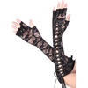 image:imageSumind Black Long Fingerless Gloves Satin Lace up Gloves Arm Warmer for Wedding Engagement Party Supplies 1 Pair Style 2