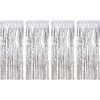 image:image4 Pack Foil Curtains Metallic Fringe Curtains Shimmer Curtain for Birthday Wedding Disco Party Decorations SilverSilver