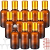 image:imageSumind 24 Sets Clear 30ml Roller Glass Bottle Essential Oil with Stainless Steel Refillable Sample Container Brown Empty Roller Bottle Applicator with Funnel Sticker for TravelGold