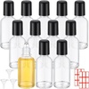 image:imageSumind 24 Sets Clear 30ml Roller Glass Bottle Essential Oil with Stainless Steel Refillable Sample Container Brown Empty Roller Bottle Applicator with Funnel Sticker for TravelClear