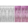 image:imageSumind 4 Pack Foil Curtains Metallic Fringe Curtains Shimmer Curtain for Birthday Wedding Party Christmas Decorations Silver and Pink