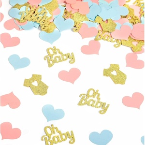 image:image240 Pieces Gender Reveal Confetti Baby Shower Heart Glitter Baby Clothes Confetti Party Table Decoration for Gender Reveal Party Table Wedding DecorPink Blue GoldPink  Blue  Gold