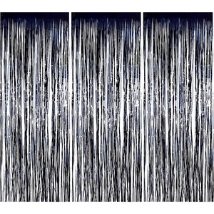 image:image3 Pack Metallic Tinsel Curtains 328 x 82Ft Foil Fringe Shimmer Curtain Door Window Decoration for Birthday Wedding Party Black