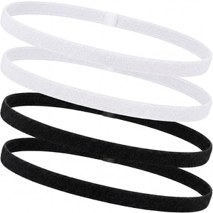 image:image9 Pieces Thick NonSlip Elastic Sport Headbands Elastic Silicone Grip Exercise Hair and Sweatbands for Yoga Assorted ColorsBlack  White