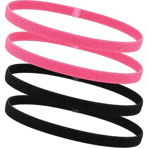 image:image9 Pieces Thick NonSlip Elastic Sport Headbands Elastic Silicone Grip Exercise Hair and Sweatbands for Yoga Assorted ColorsBlack Pink