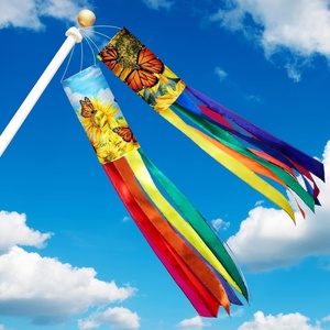 image:imageSumind 2 Pieces Windsock Flag 40 Inch Hanging Windsock Outdoor Hanging Flag Decoration Colorful with Rainbow Colors Tails for Home Garden Balcony Decoration Black Cat FlowersButterfly