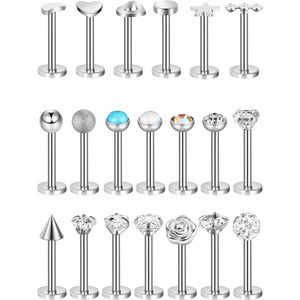 image:imageSumind 20 Pieces 16g Tragus Piercing Jewelry Body Nose Piercing Labret Bars Crystal Style Ball for Women Men20 StylesSilver AB Color 8 mm