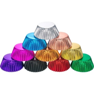 image:imageSumind 200 Pieces Foil Cupcake Liners Standard Size Metallic Cupcake Liners Paper Baking Cups Muffin Case Decoration Cups 10 Colors400