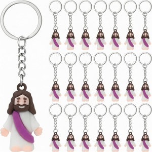 image:imageSumind 24 Pcs Jesus Figurine Christian Keychain Religious Keychain Bulk Classic Christian Rings for ChristWhite Skin ClassicMulticolorPurple