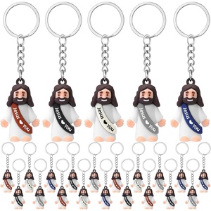 image:imageSumind 24 Pcs Jesus Figurine Christian Keychain Religious Keychain Bulk Classic Christian Rings for ChristWhite Skin ClassicMulticolorRetro Color
