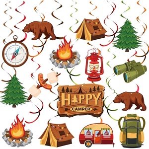 image:imageSumind 30 Pcs Happy Camper Party Decorations Camping Themed Hanging Swirls One Happy Camper Birthday Supplies Foil Ceiling Streamers for Boys Girls Kids Adventure Bears Baby Shower Decor
