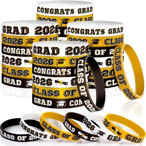 image:imageSumind 36 Pieces Class of 2026 Silicone Bracelets Silicone Graduation Bracelets Congrats Grad Celebrating Wristbands for Teacher Students Gift College University Graduation Party SuppliesRed BlackGold  Black