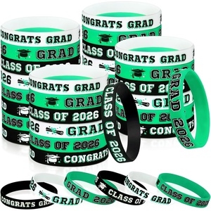 image:imageSumind 36 Pieces Class of 2026 Silicone Bracelets Silicone Graduation Bracelets Congrats Grad Celebrating Wristbands for Teacher Students Gift College University Graduation Party SuppliesRed BlackGreen