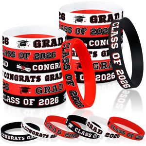 image:imageSumind 36 Pieces Class of 2026 Silicone Bracelets Silicone Graduation Bracelets Congrats Grad Celebrating Wristbands for Teacher Students Gift College University Graduation Party SuppliesRed BlackRed  Black