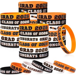 image:imageSumind 36 Pieces Class of 2026 Silicone Bracelets Silicone Graduation Bracelets Congrats Grad Celebrating Wristbands for Teacher Students Gift College University Graduation Party SuppliesRed BlackOrange