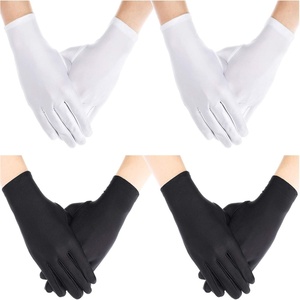 image:imageSumind 4 Pairs black Gloves for Men spandex Cotton Gloves Dress Costume for Formal Tuxedo Guard ParadeWhite  Black