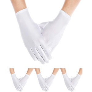 image:imageSumind 4 Pairs black Gloves for Men spandex Cotton Gloves Dress Costume for Formal Tuxedo Guard ParadeWhite