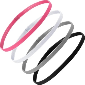 image:imageSumind 4 Pieces Thick NonSlip Elastic Sport Headbands Elastic Silicone Grip Exercise Hair and Sweatbands for YogaBlack  Pink  White  Gray