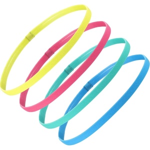 image:imageSumind 4 Pieces Thick NonSlip Elastic Sport Men Thin Headbands Football Hair Headbands for WomenFluorescent Green  Rose Red  Green  Royal Blue