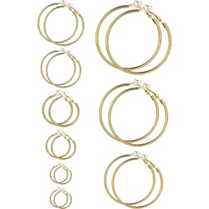 image:imageSumind 6 Pairs Clip on Hoop Earrings Hoop Gold Earrings Non Piercing Earrings Set for Women 6 Sizes
