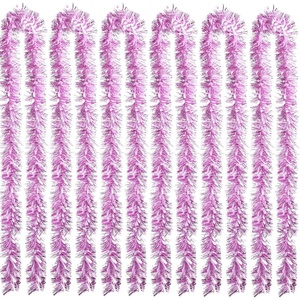 image:imageSumind 6 Pieces 394 Feet Pink White Valentines Day Tinsel Garland Metallic Glittering Xmas Wreath Hanging Decoration for Valentines Wedding Party Supplies