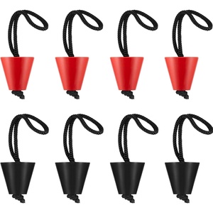 image:imageSumind 8 Pieces 157 Inch Universal Kayak Scupper Plug Kit Silicone Scupper Plugs Drain Holes Stopper Bung with Lanyard for Sit on Top Kayak AccessoriesRed  Black