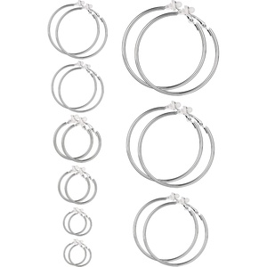image:imageSumind Clip on Hoop Earrings Hoop Gold Earrings Non Piercing Earrings Set for WomenSilver