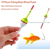 image:imageSumind 10 Pieces Fishing Bobbers Balsa Wooden Oval Stick Spring Fishing Floats for Crappie Tackle AccessoriesWhite and Yellow