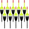 image:imageSumind 10 Pieces Fishing Bobbers Balsa Wooden Oval Stick Spring Fishing Floats for Crappie Tackle AccessoriesWhite and Yellow