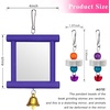 image:imageSumind 2 Pieces Chicken Mirror Toys Hanging Swing Mirror with Bell Wooden Pecking Toy and 4 Pieces Beak Grinding Molar Stones for Hens Birds ParrotsRedBlueRed Purple
