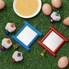 image:imageSumind 2 Pieces Chicken Mirror Toys Hanging Swing Mirror with Bell Wooden Pecking Toy and 4 Pieces Beak Grinding Molar Stones for Hens Birds ParrotsRedBlueRed Blue