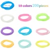 image:imageSumind 200 Pcs Jelly Bracelets 80s Glow Silicone Jelly Bracelets Women Hair Ties Retro Neon Rainbow Silicone Wristband Halloween Christmas Disco Party for Adults24 inches