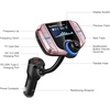 image:imageSumind 2026 Upgraded Wireless Bluetooth Car Adapter FM Transmitter 17 LCD Display Flexible Gooseneck 20W QC30ampDual USB Ports AUX InputOutput for HandsFree Call Micro TF CardBlackNormalRose Gold