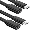 image:imageSumind 2 Pack Micro USB Extension Cable 10 ft 3 Meters Male to Female Extender Cord Compatible with Wireless Security Camera Flat Power Cable Cable Clips Included Black