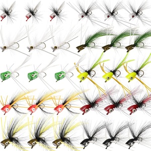 image:image30 Pcs Fly Fishing Poppers Flies Kit Topwater Bass Popper Lures with Hooks Colorful Freshwater Fly Popper Assortment for Bluegill Panfish Perch CrappieSize 8 and 10Various Colors