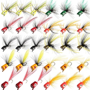 image:image30 Pcs Fly Fishing Poppers Flies Kit Topwater Bass Popper Lures with Hooks Colorful Freshwater Fly Popper Assortment for Bluegill Panfish Perch CrappieSize 8 and 10Chic Colors
