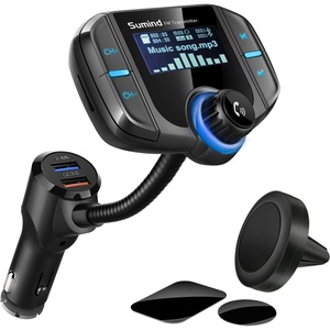 image:imageCar Adapter inCar FM Transmitter Wireless Radio Adapter 17 Inch Display QC3024A Dual USB Ports AUX OutputMp3 Player with Magnetic Mount and Plate